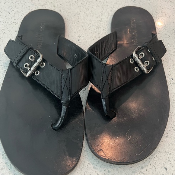Louis Vuitton authentic sandal flip flops slides leather US size 10 black - Picture 4 of 13